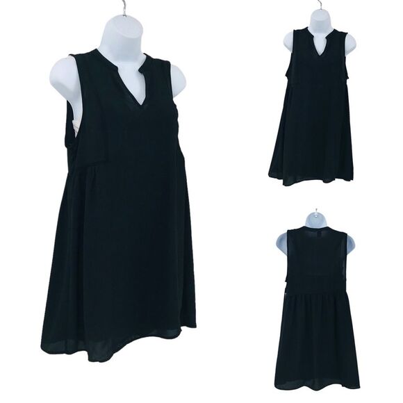 Old Navy Black Sheer Chiffon Smock Mini Dress With Slip Lining - Picture 1 of 15